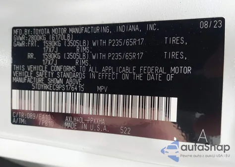 2023 Toyota Sienna Xle из США, поврежденный, VIN 5TDYRKEC9PS176415